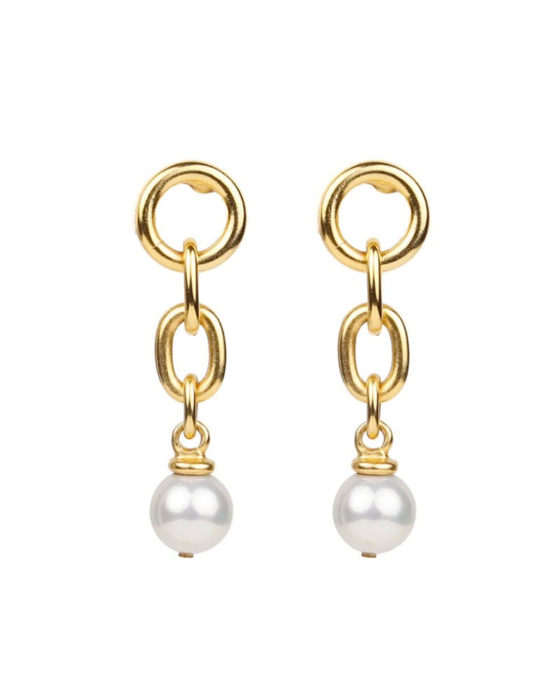 BEN AMUN Gold Link Post Earrings with Mallorca Pearl Capsule Shop