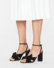 Camellia Black Pleated Bow Heel