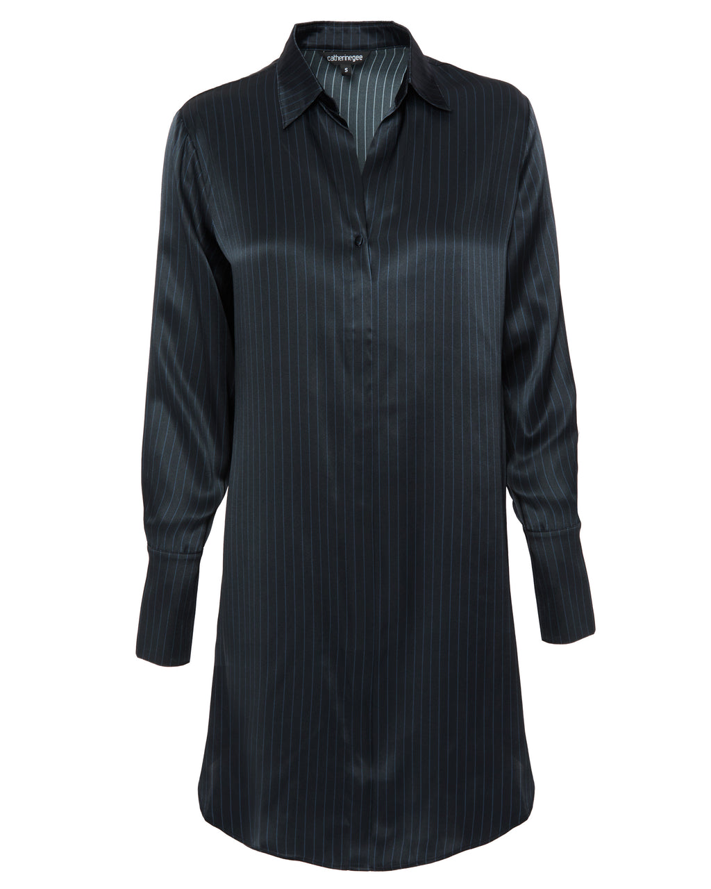 Daria Shirt Dress in Navy Pinstripe