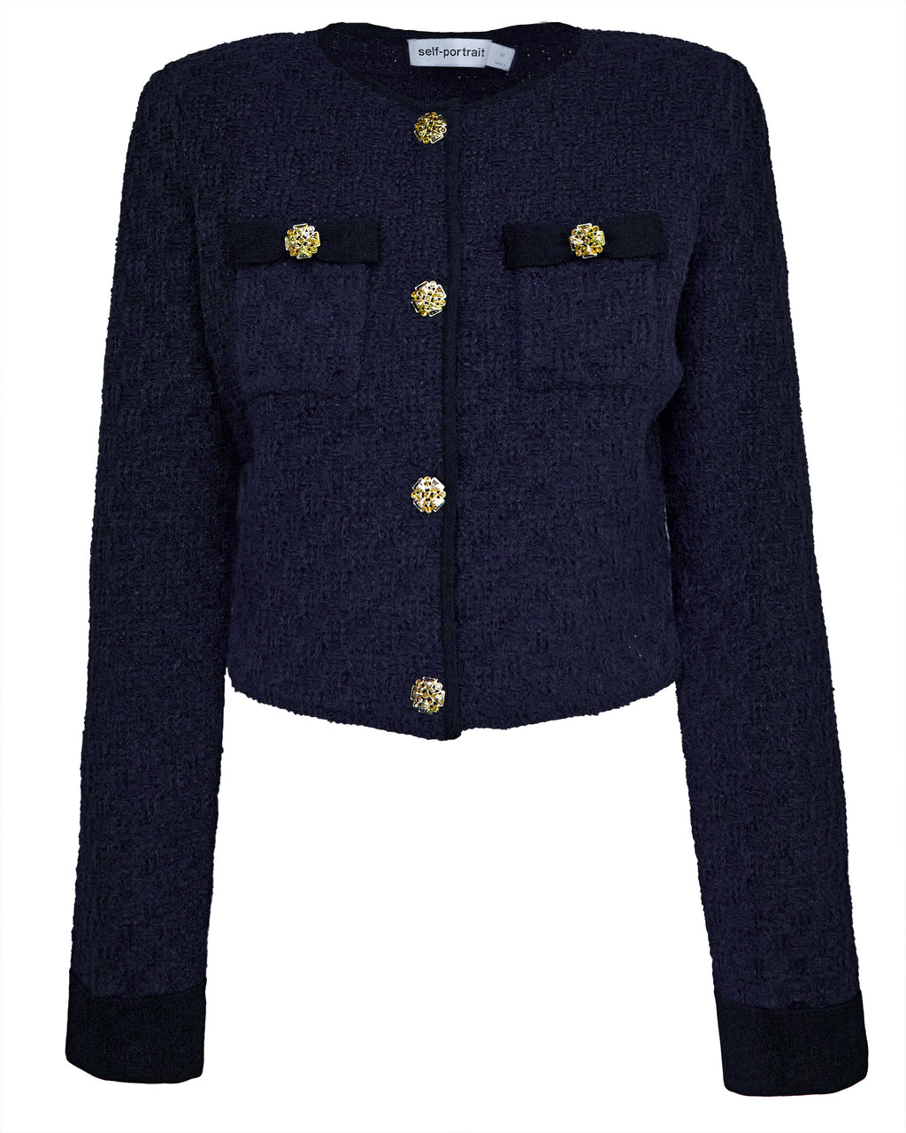 SELF PORTRAIT Navy Weave Cropped Cardigan – Capsule Shop