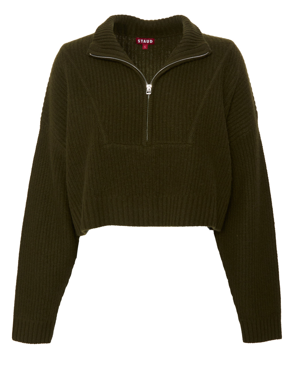 Cropped Hampton Cashmere Sweater in Olive